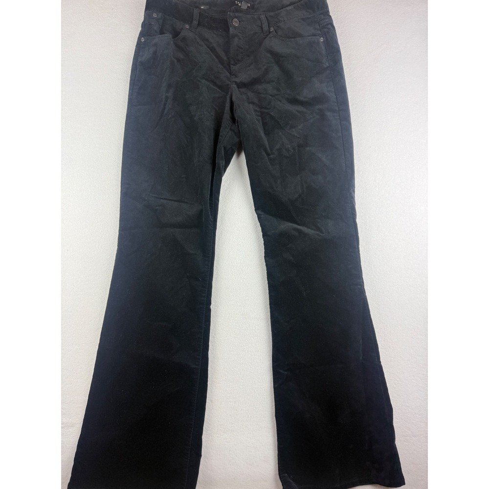 Talbots Black Velvet Corduroy Bootcut Pants Size 12 Mid Rise Stretch Trousers